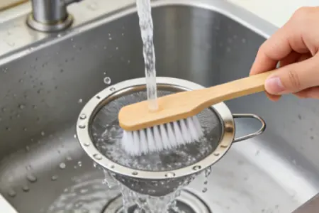 cleaning 304 stainless steel coffee filter mesh-rinse