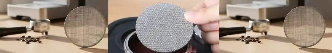 Reusable stainless steel coffee filter disc with fine mesh for espresso brewing