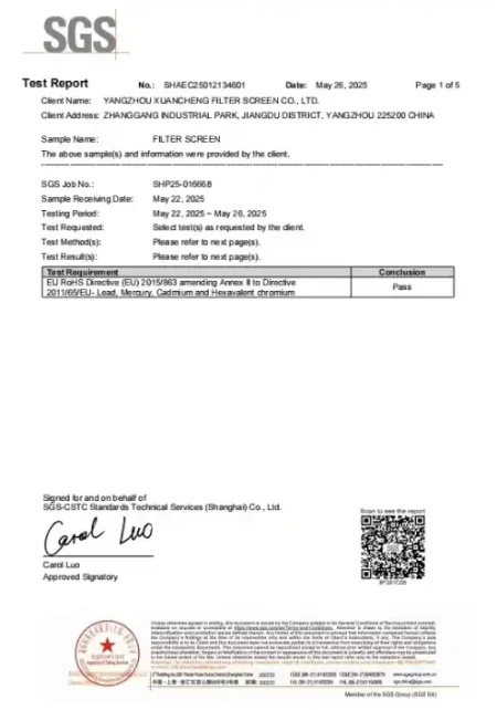 SGS Report for Stainless Steel BBQ Grill Mesh